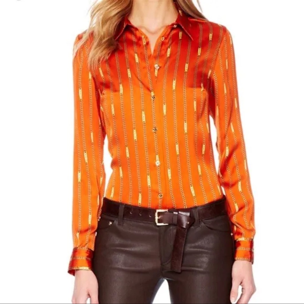 SOLD♥️FINAL SALE💐 MICHAEL KORS chain print button down shirt ✨ - Picture 2 of 15